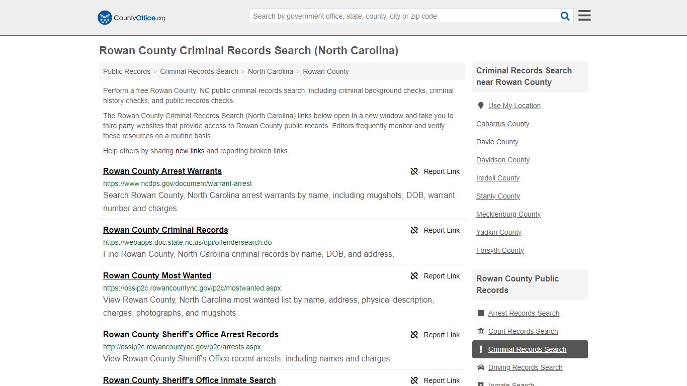 Rowan County Criminal Records Search (North Carolina) - County Office